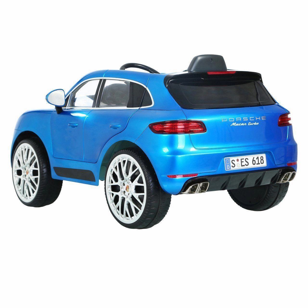 ROLLPLAY Germany Premium Porsche Macan Turbo 12V Battery Ride-On Car - Blue