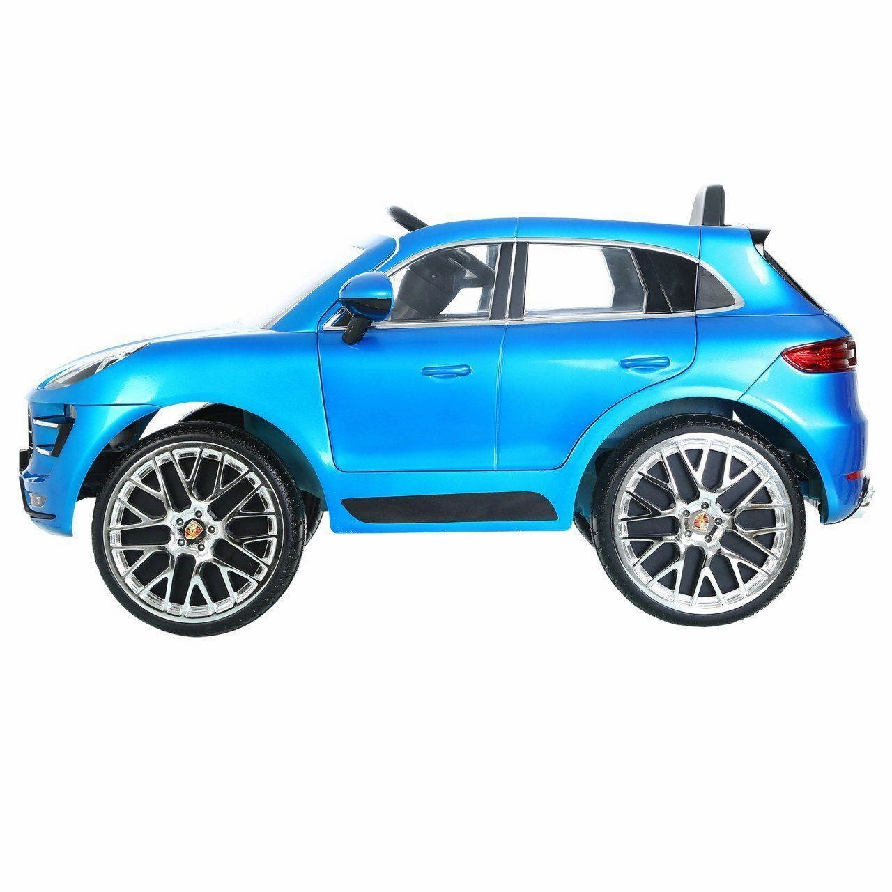 ROLLPLAY Germany Premium Porsche Macan Turbo 12V Battery Ride-On Car - Blue