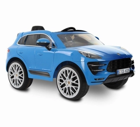 ROLLPLAY Germany Premium Porsche Macan Turbo 12V Battery Ride-On Car - Blue