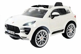ROLLPLAY Germany Premium Porsche Macan Turbo 6V Battery Premium Ride-On Car, White