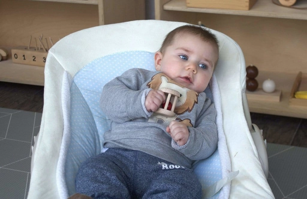 Small Wooden Rattle with Caged Ball