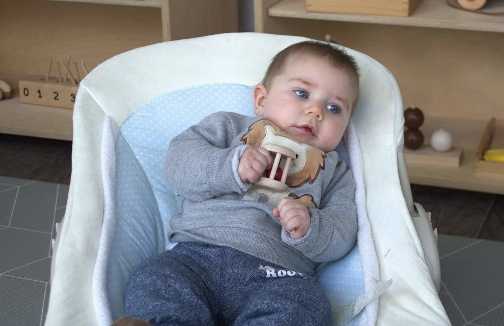 Small Wooden Rattle with Caged Ball