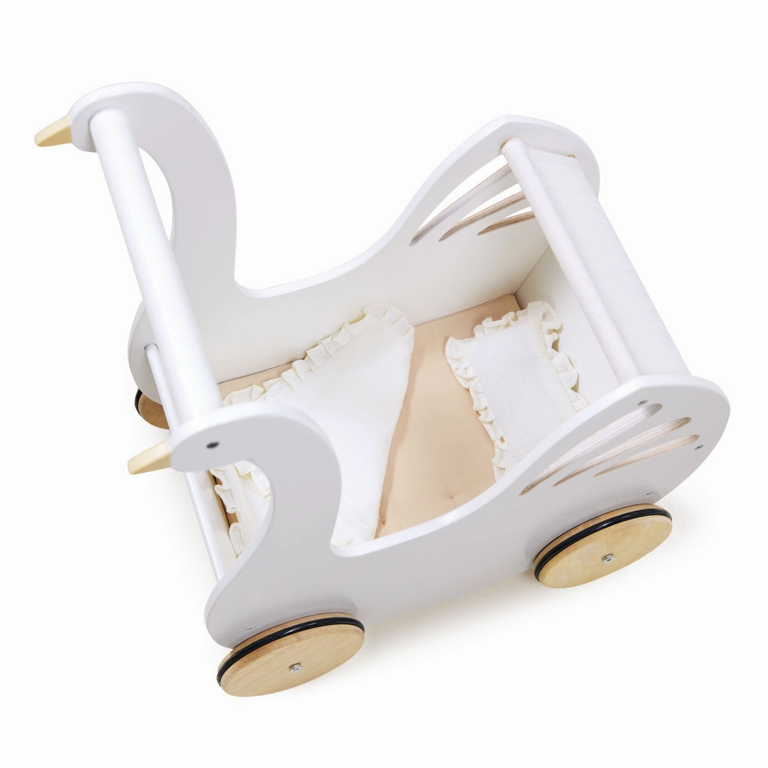 Sweet Wooden Swan Doll Stroller
