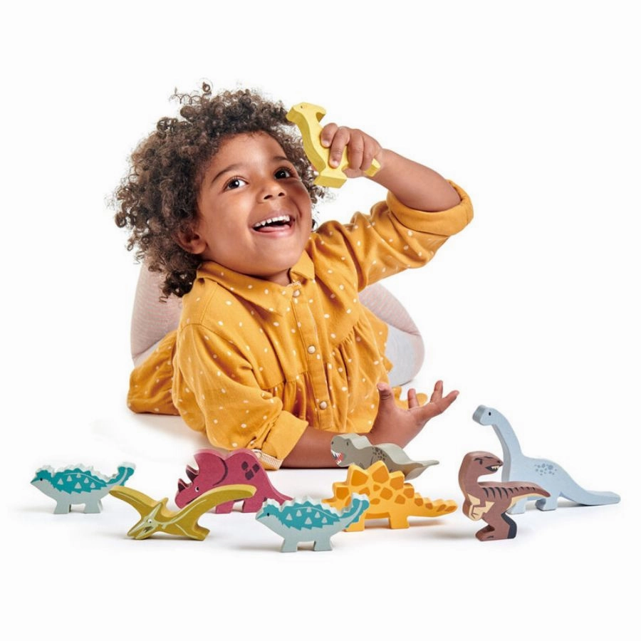 Tender Leaf Toys - Wooden Dinosaurs Set in Display Shelf