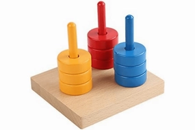 Three Pegs with Small Rings