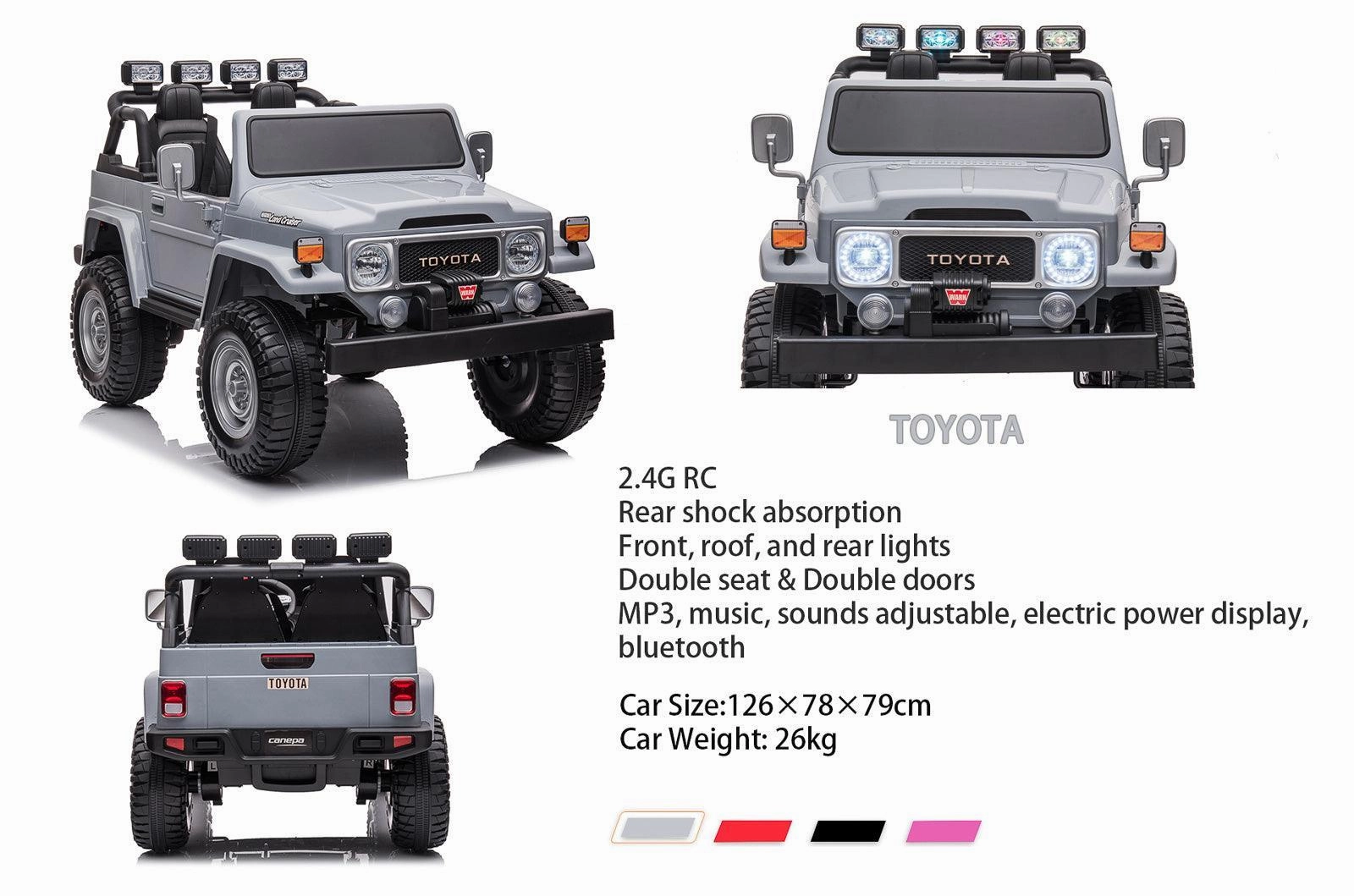 TOYOTA Land Cruiser Jeep 12V Battery 2-Seater Ride-on Car - Black
