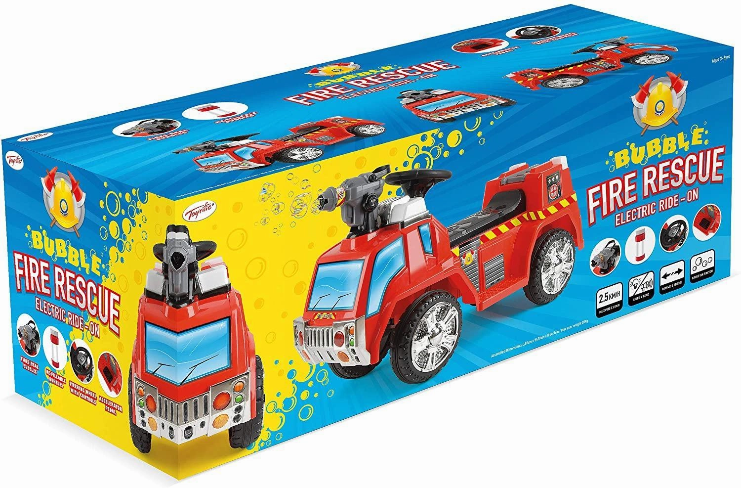 Toyrific Bubbles Children's Battery Ride-on Fire Engine