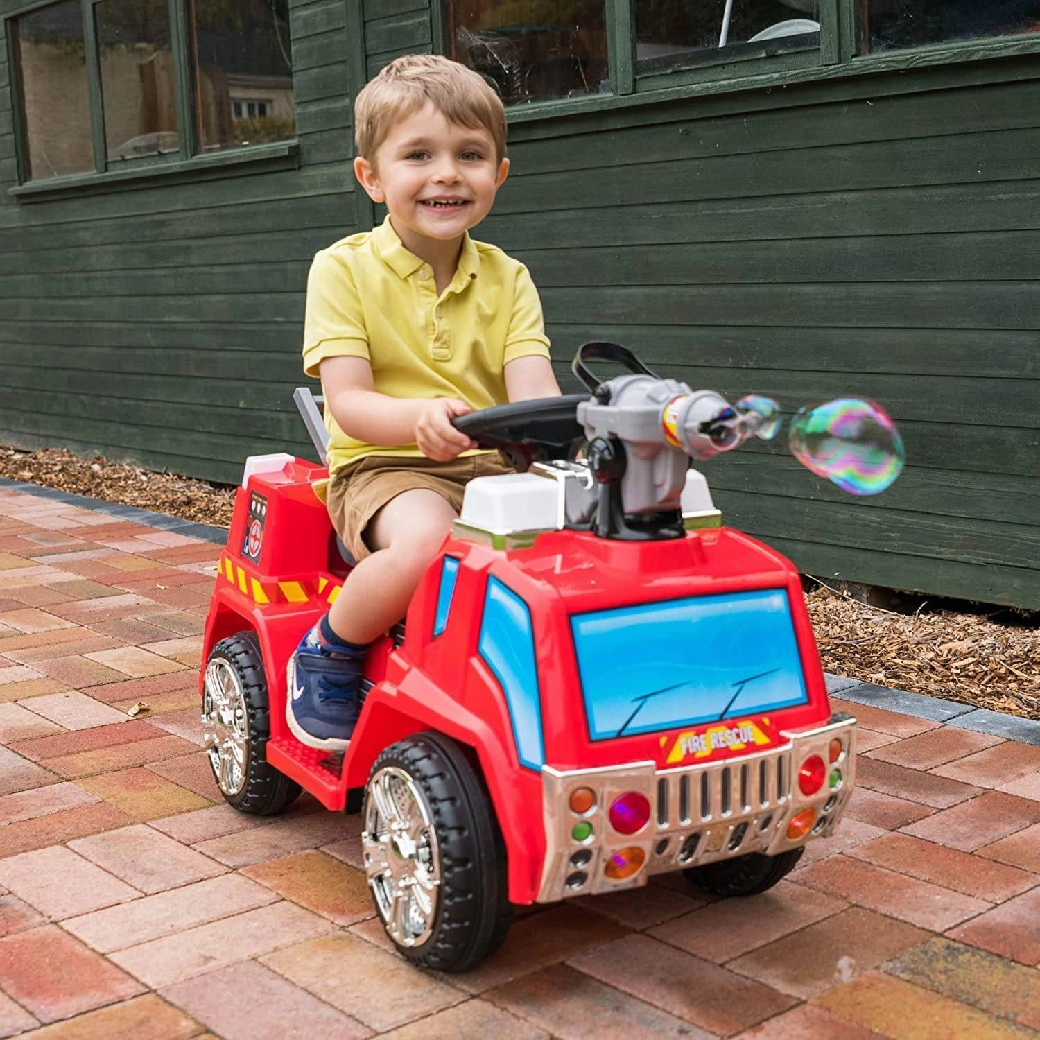 Toyrific Bubbles Children's Battery Ride-on Fire Engine
