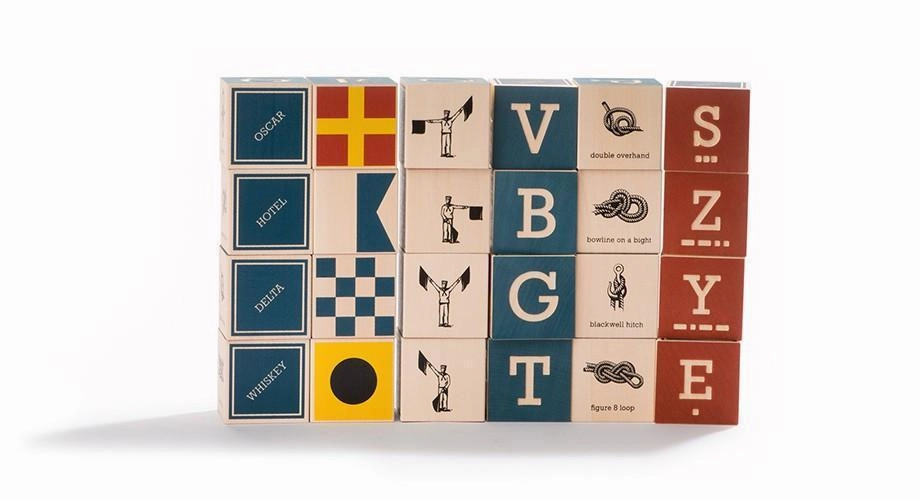 Uncle Goose Nautical Blocks w/ Canvas Bag