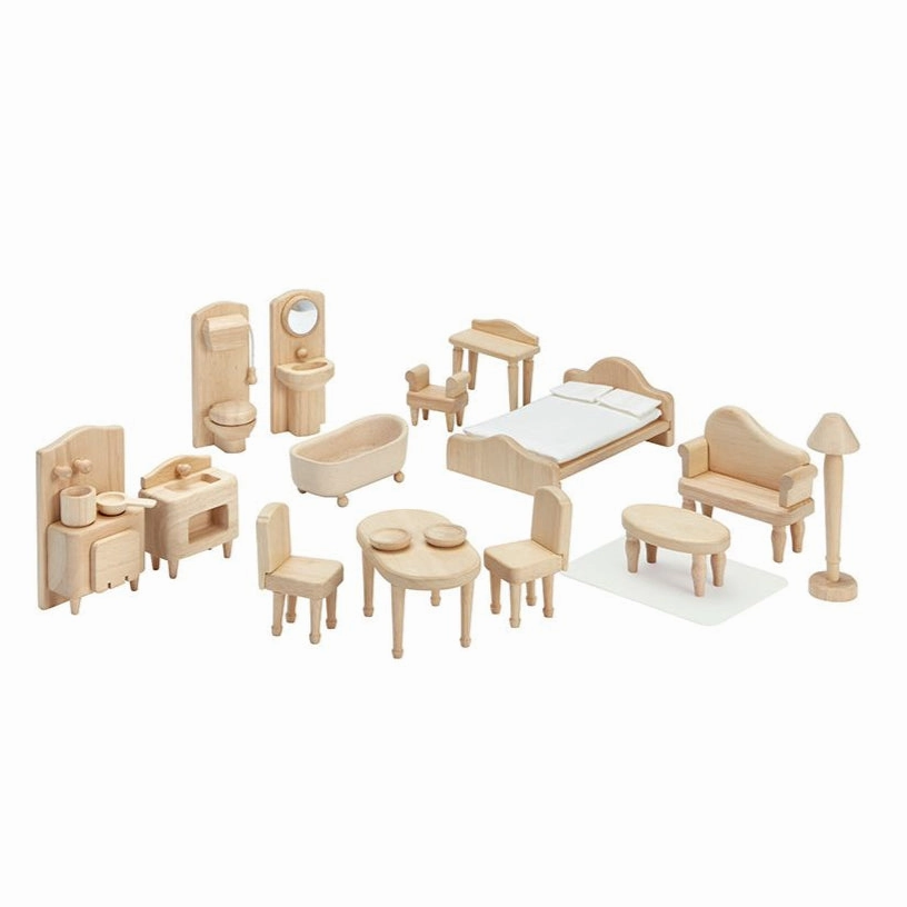 Victorian Wooden Dollhouse Furniture Set