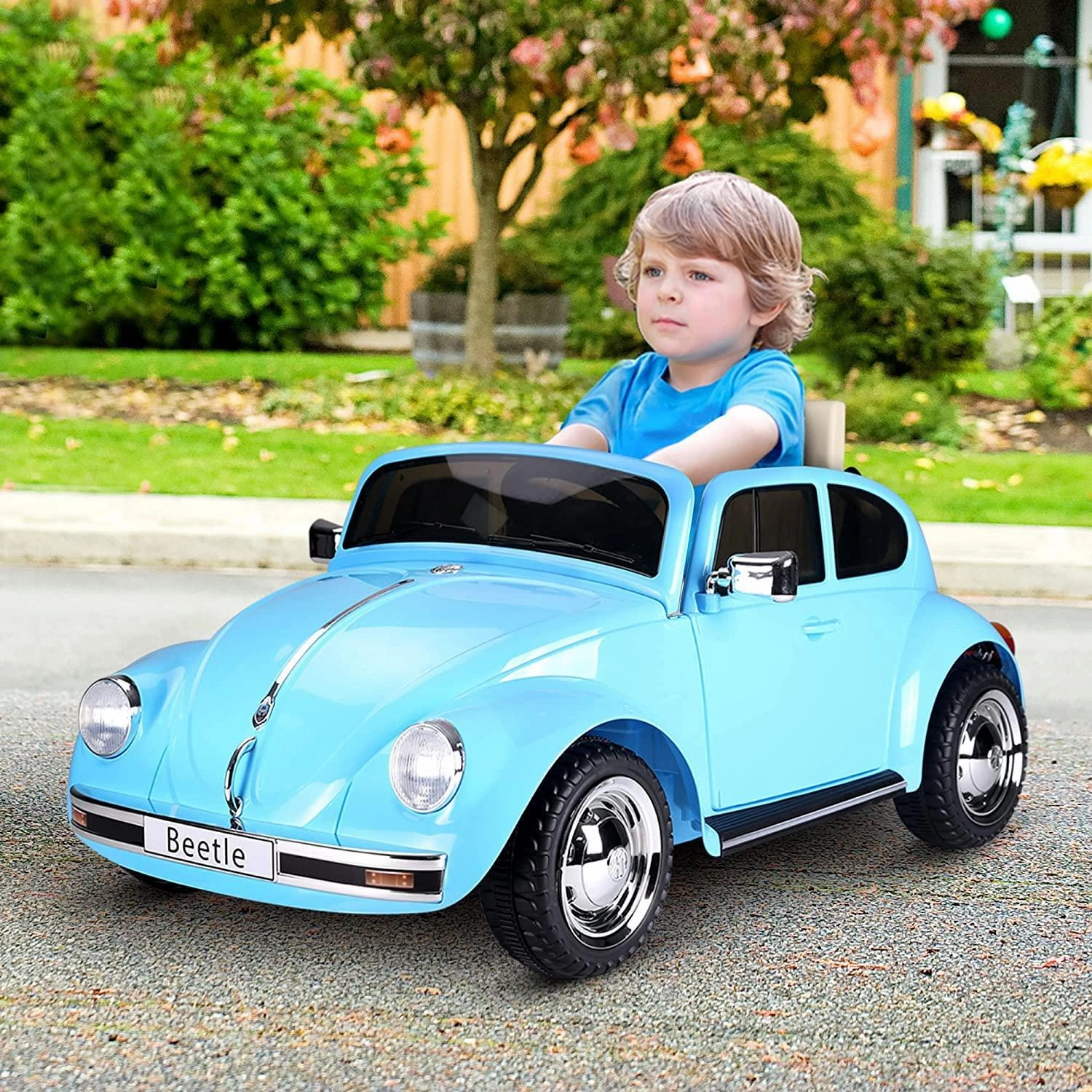 VW Beetle 12V Battery Ride-on Car with Remote Control - Blue