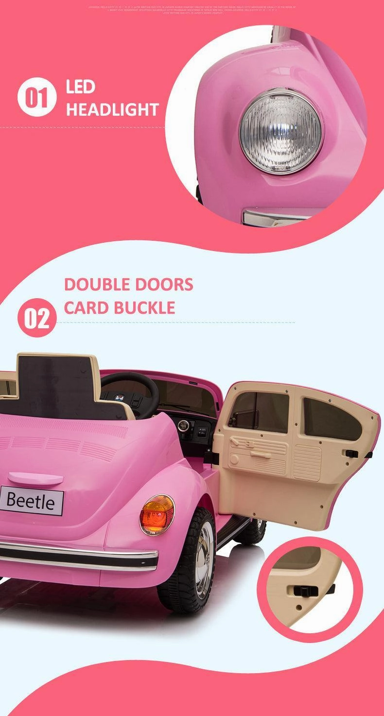 VW Beetle 12V Battery Ride-on Car with Remote Control - Colour Pink
