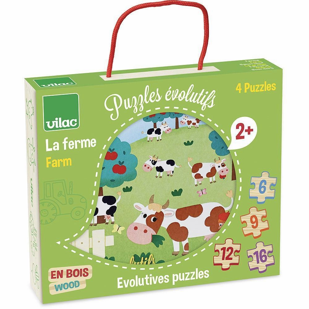 Wooden Farm Progressive Puzzles by Vilac