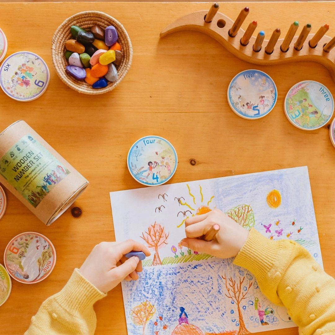 Wooden Math Number Coins Set