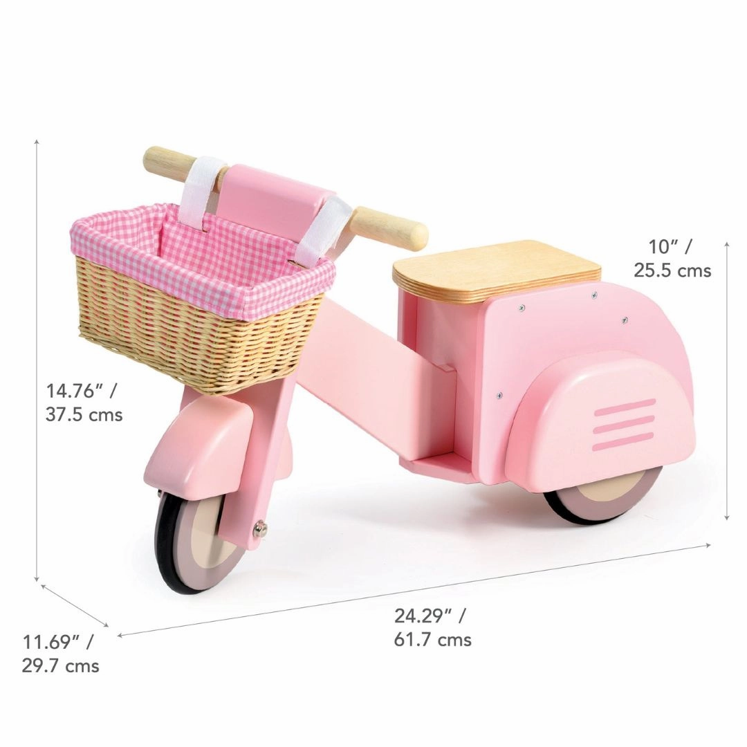 Wooden Ride-On Scooter with Basket
