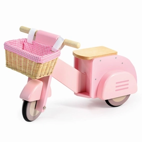 Wooden Ride-On Scooter with Basket