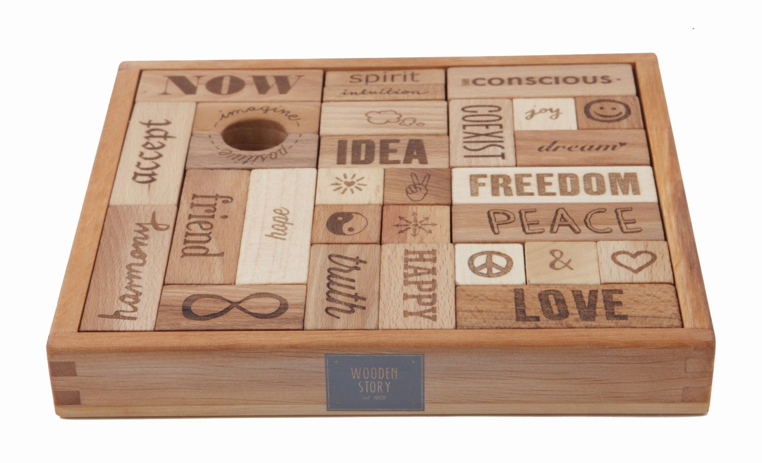 Wooden Story Peace & Love Blocks 29p