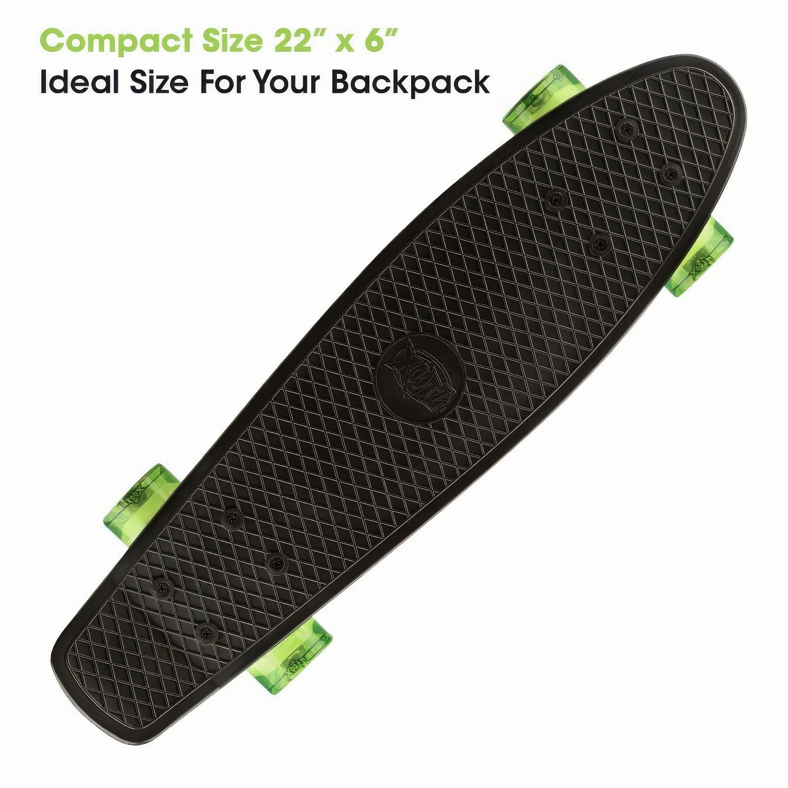 XOOTZ 22-Inch Cruiser Skateboard with LED Wheels - Black
