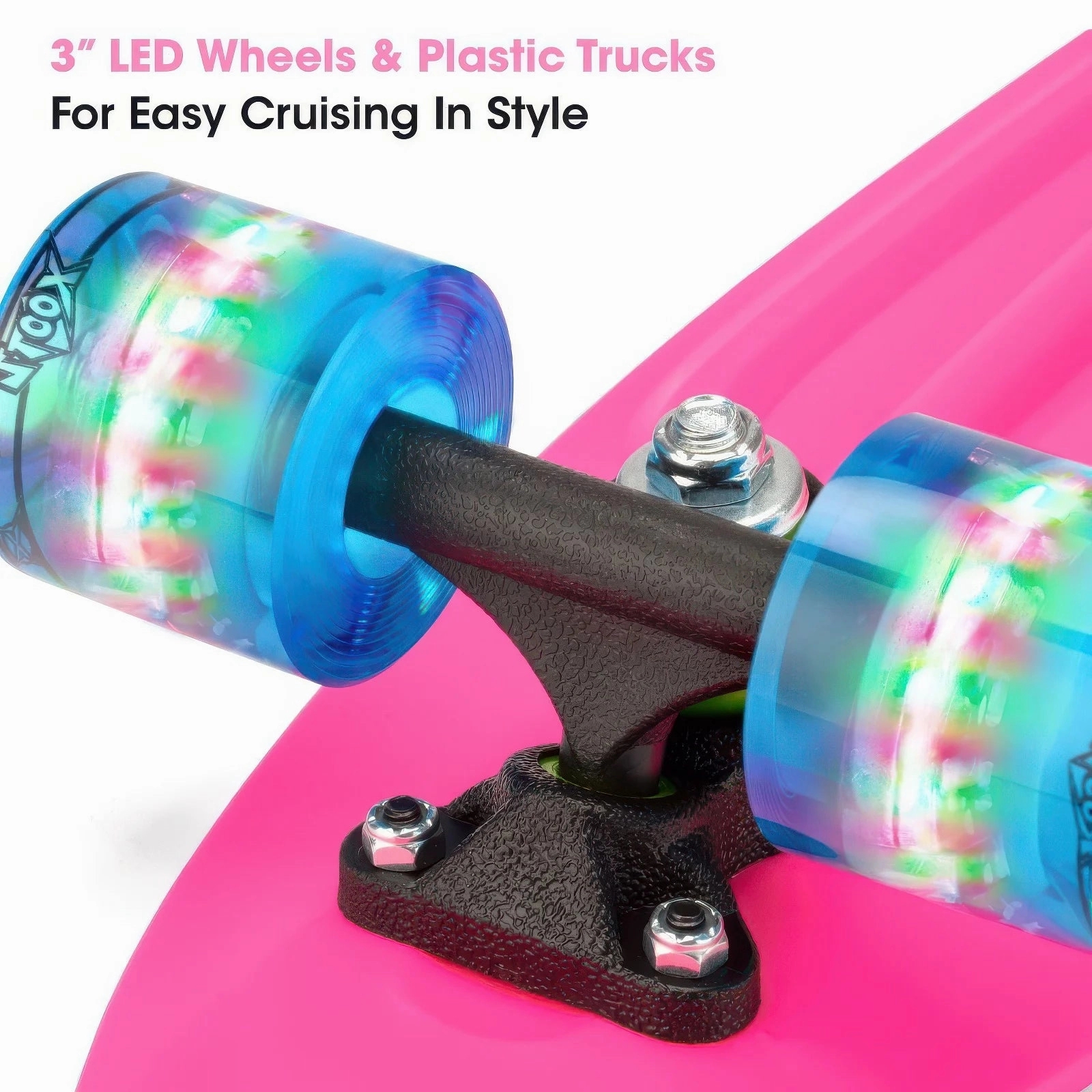 XOOTZ 22-Inch Mini Cruiser Skateboard - Pink