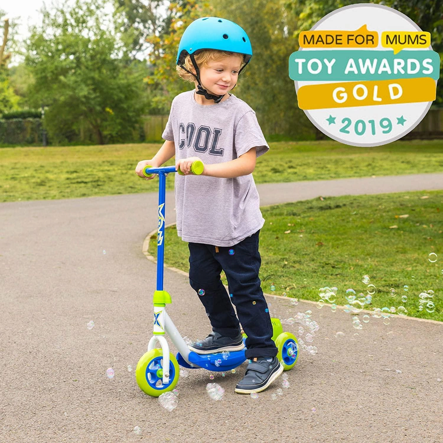 XOOTZ Kids Bubble Scooter, 3 Wheel Kick Scooter with Bubble Blower