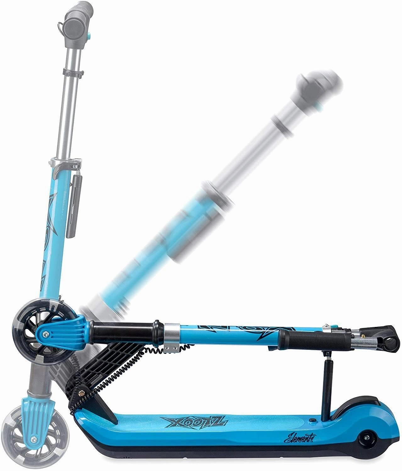 XOOTZ Kids Electric Scooter Folding with LED Light Up Wheel - Blue