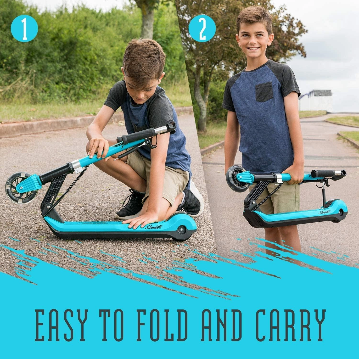 XOOTZ Kids Electric Scooter Folding with LED Light Up Wheel - Blue