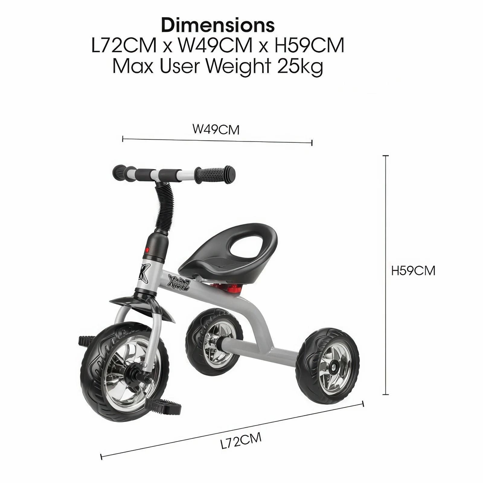 Xootz Trike Beginner Tricycle - Silver