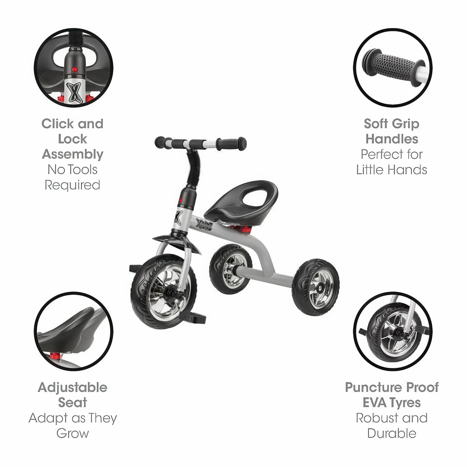 Xootz Trike Beginner Tricycle - Silver