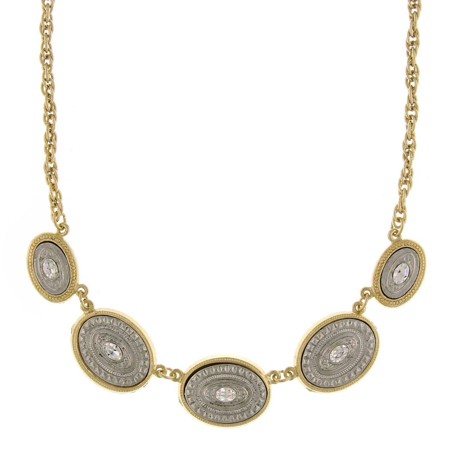 1928 Jewelry Collier Station Ovale avec Accents en Cristal 16