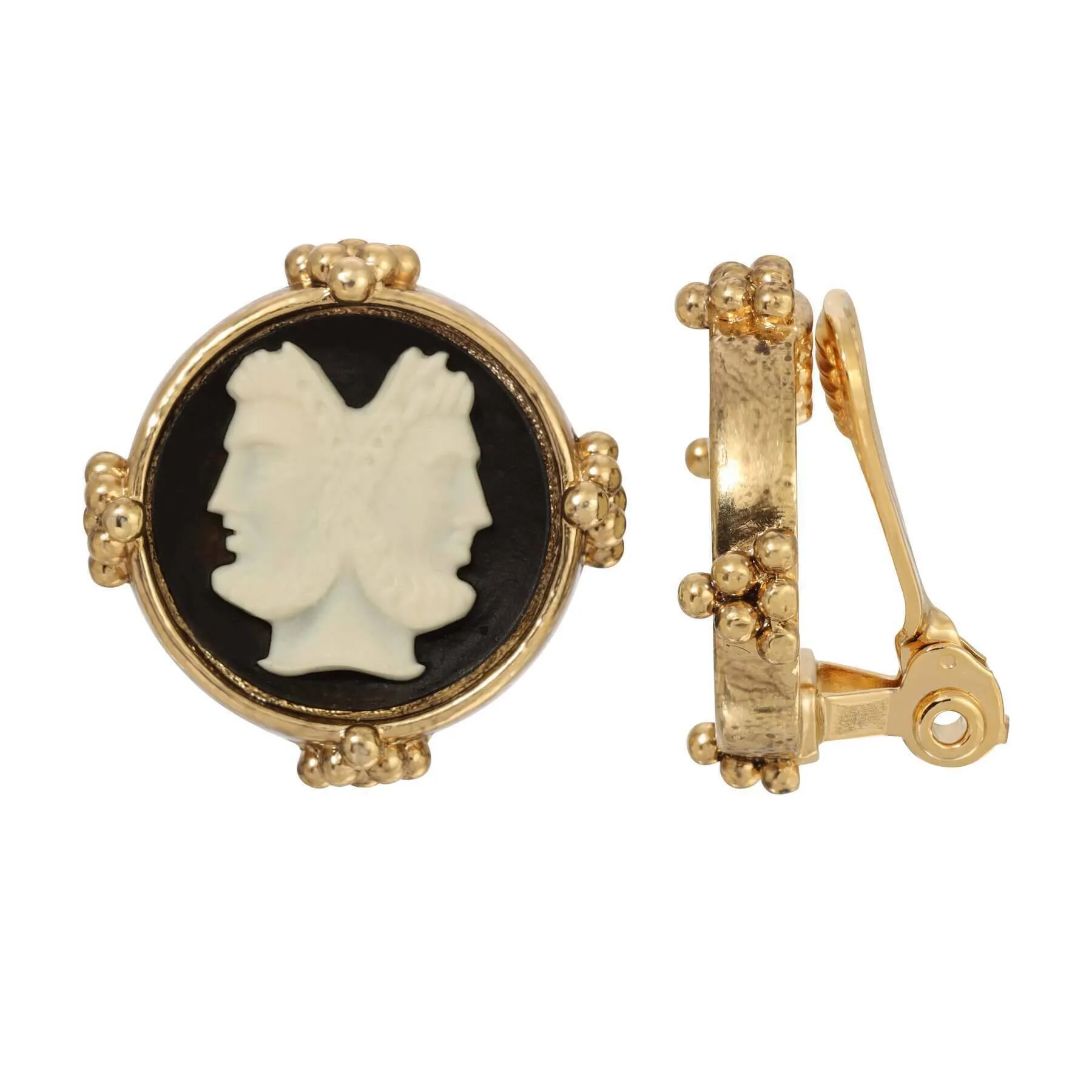 Boucles d'oreilles à clip camée Janus 1928 Jewelry