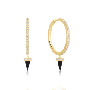 Boucles d'oreilles à goutte en agate noire et or E053-09G par Ania Haie