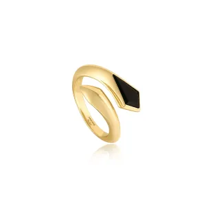 Bague ajustable enveloppée en agate noire et or R053-03G Ania Haie Bijoux