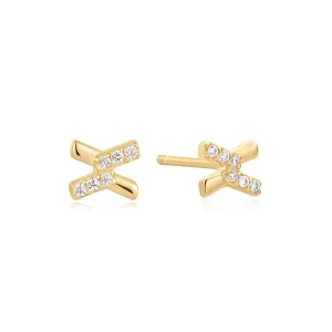 Boucles d'oreilles à clous Ania Haie Gold Cross en zirconium cubique E061-01G Bijoux Ania Haie