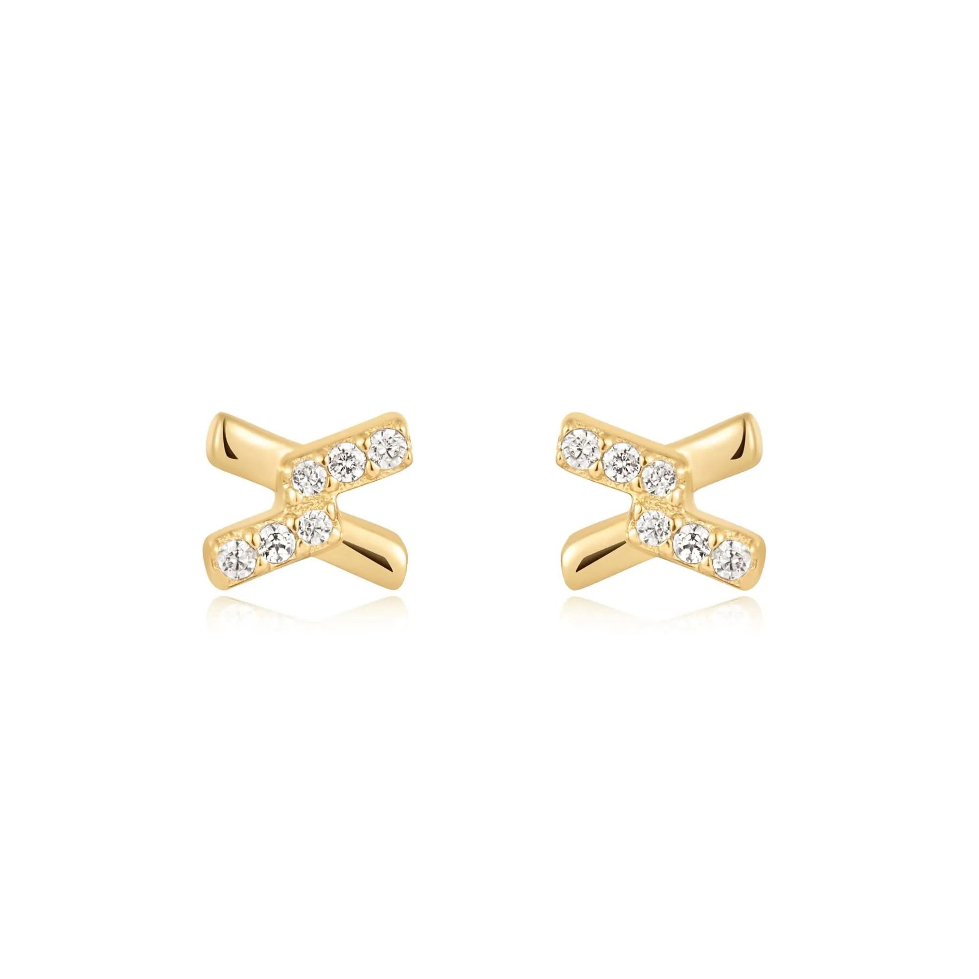 Boucles d'oreilles à clous Ania Haie Gold Cross en zirconium cubique E061-01G Bijoux Ania Haie