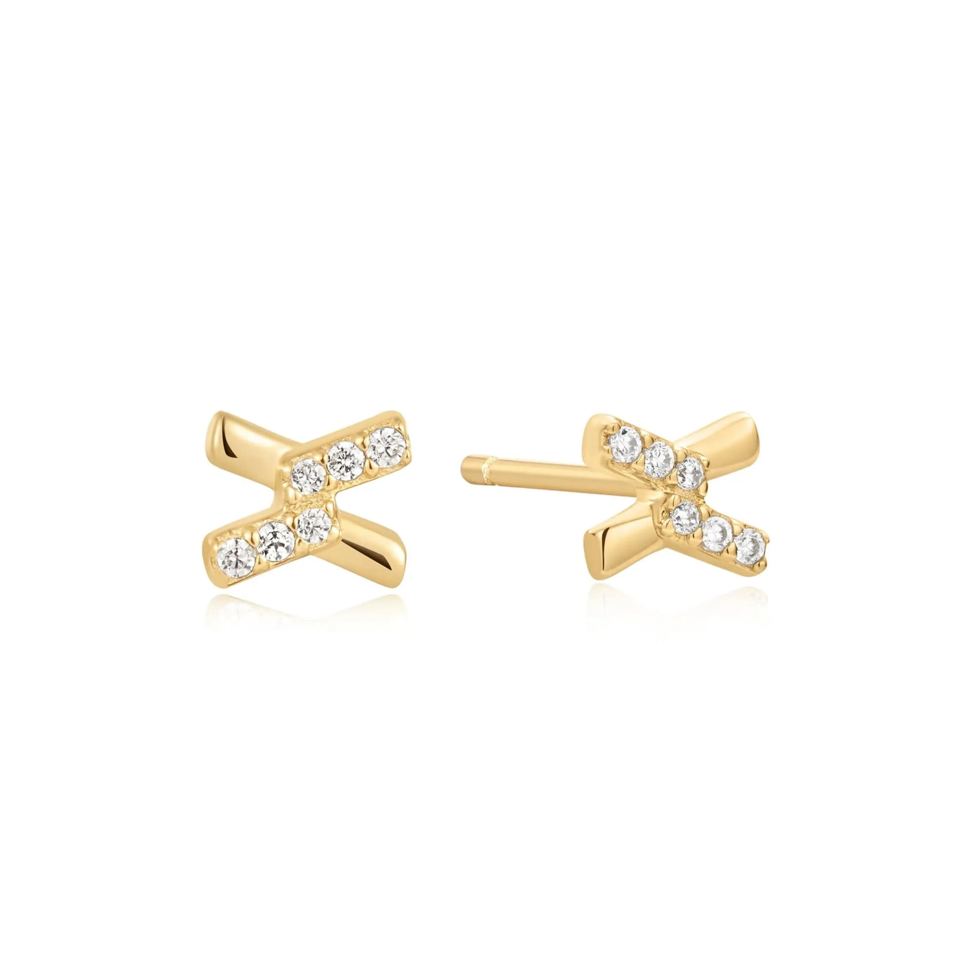 Boucles d'oreilles à clous Ania Haie Gold Cross en zirconium cubique E061-01G Bijoux Ania Haie