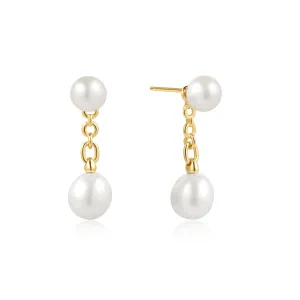 Boucles d'oreilles à clous Ania Haie avec perles d'eau douce dorées fraîches E058-06G Bijoux Ania Haie