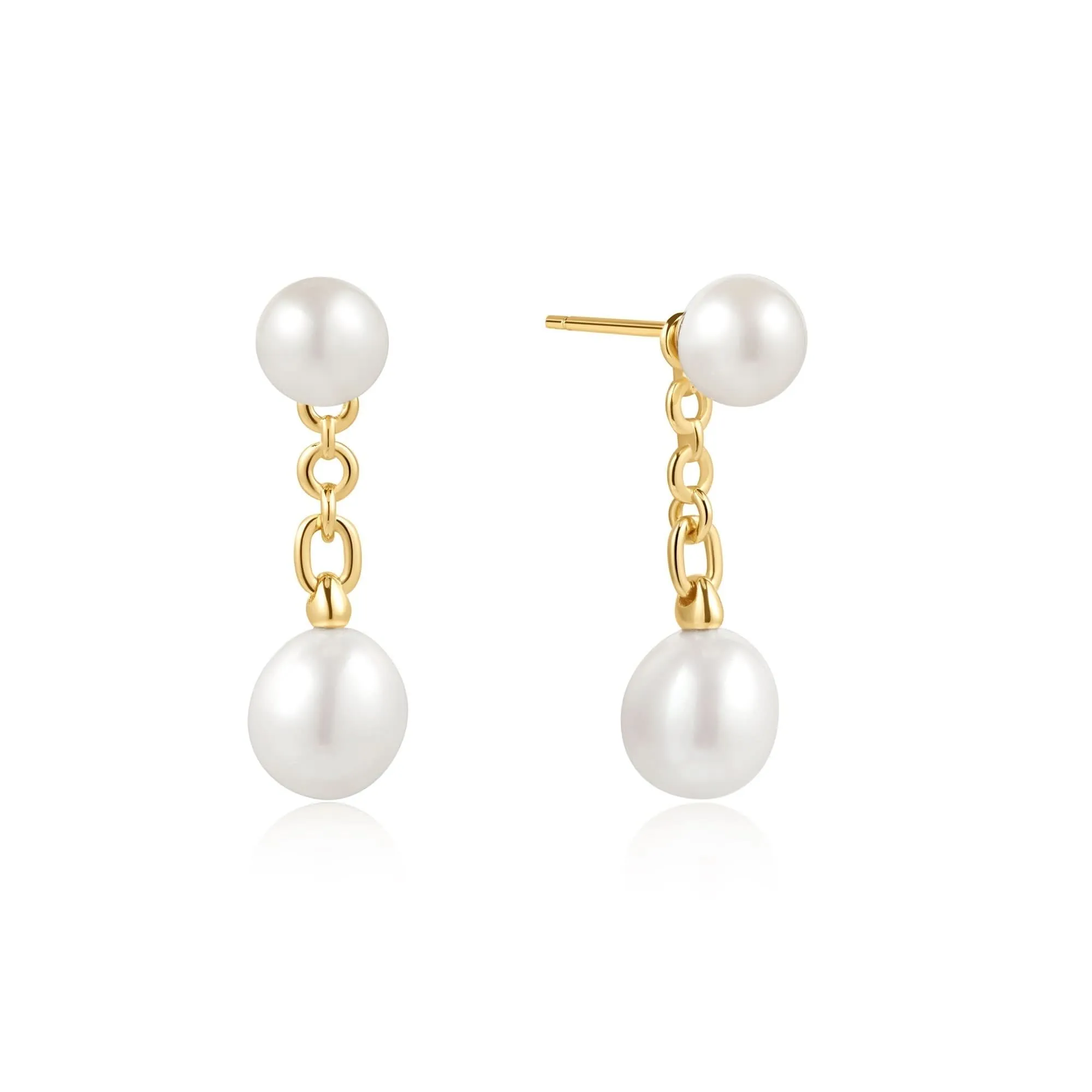 Boucles d'oreilles à clous Ania Haie avec perles d'eau douce dorées fraîches E058-06G Bijoux Ania Haie
