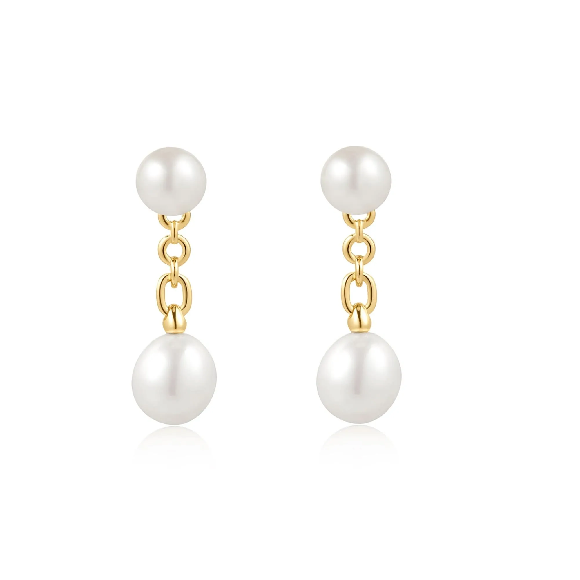 Boucles d'oreilles à clous Ania Haie avec perles d'eau douce dorées fraîches E058-06G Bijoux Ania Haie