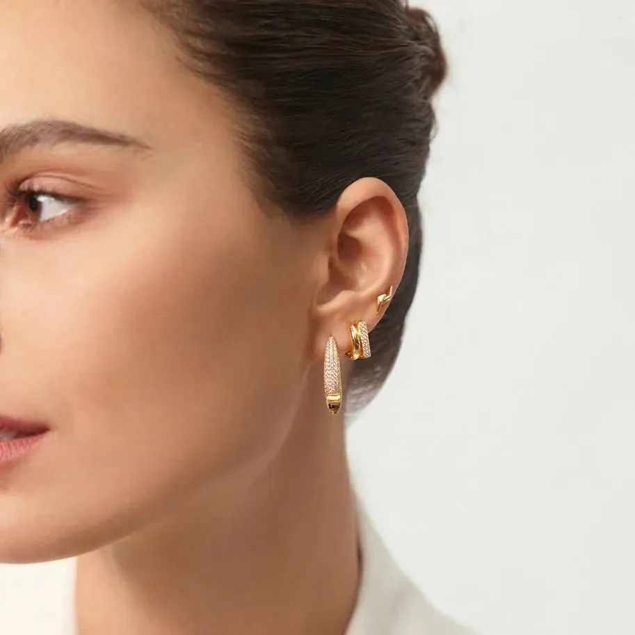 Boucles d'oreilles doubles huggie en or pavé Ania Haie E051-04G Bijoux Ania Haie