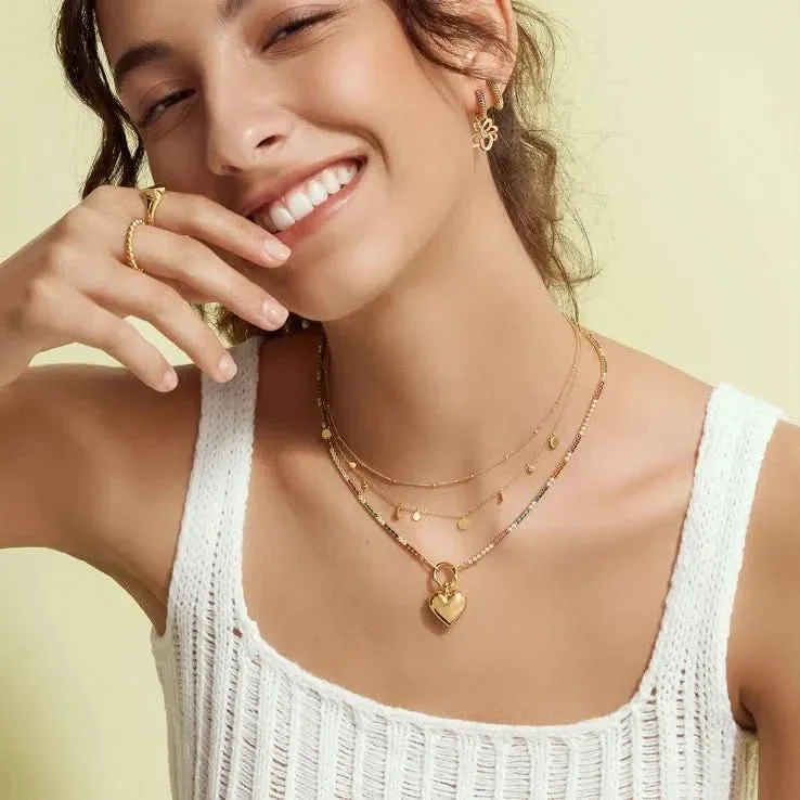 Charme rond en or Ania Haie avec perles et sertissage bézel NC060-12G Bijoux Ania Haie