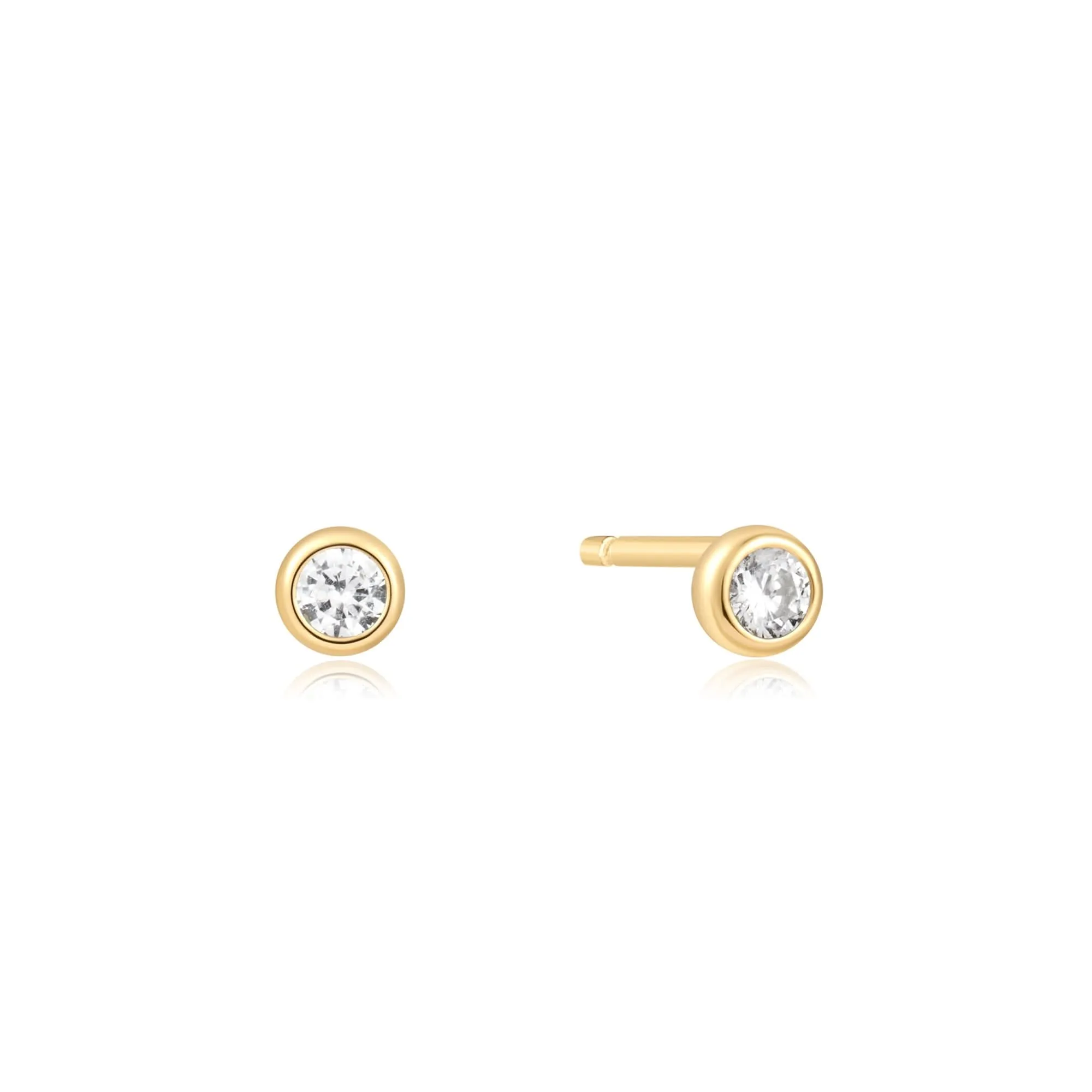 Boucles d'oreilles solitaires Ania Haie en or avec zirconium cubique E059-03G Bijoux Ania Haie