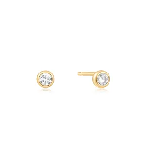 Boucles d'oreilles solitaires Ania Haie en or avec zirconium cubique E059-03G Bijoux Ania Haie