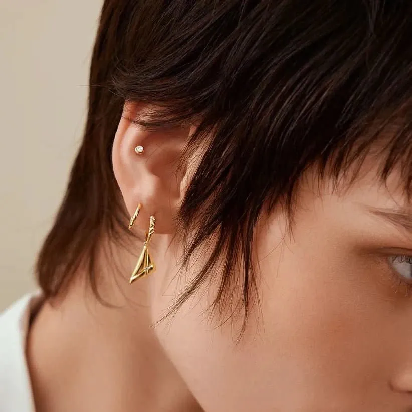 Boucles d'oreilles solitaires Ania Haie en or avec zirconium cubique E059-03G Bijoux Ania Haie