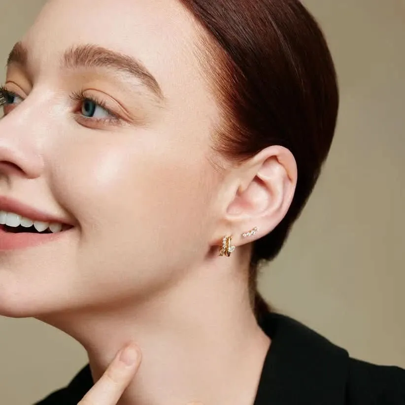Boucles d'oreilles doubles étincelantes Ania Haie Gold Sparkle E056-04G - Bijoux Ania Haie
