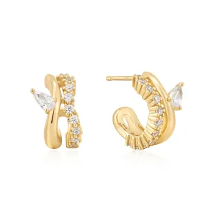 Boucles d'oreilles doubles étincelantes Ania Haie Gold Sparkle E056-04G - Bijoux Ania Haie