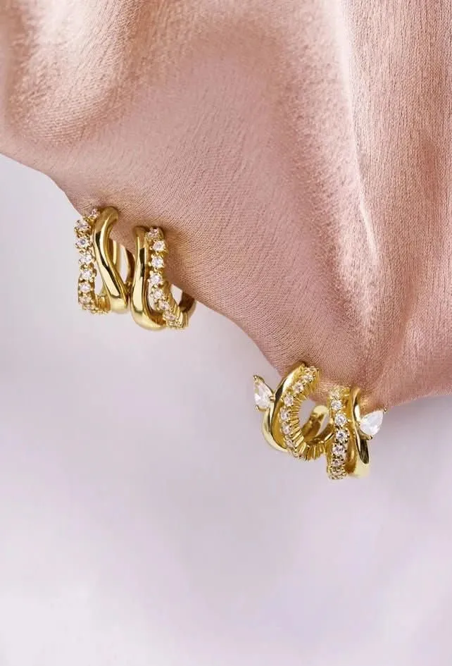 Boucles d'oreilles doubles étincelantes Ania Haie Gold Sparkle E056-04G - Bijoux Ania Haie