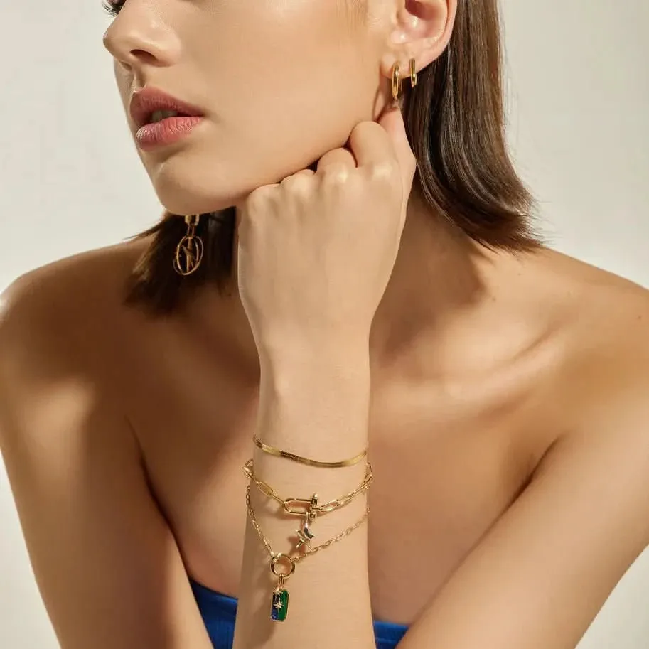 Bracelet Ania Haie avec breloques et maillons cloutés en or B048-03G Bijoux Ania Haie