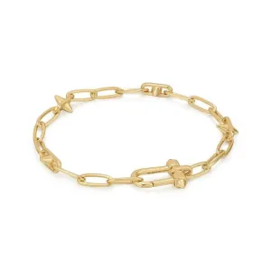 Bracelet Ania Haie avec breloques et maillons cloutés en or B048-03G Bijoux Ania Haie
