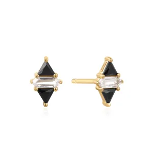 Ania Haie Boucles d'oreilles à clous Triangle Doré Noir/Blanc avec Zircon Cubique E059-07G Bijoux Ania Haie
