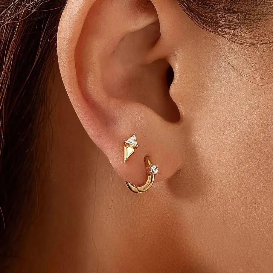 Ania Haie Boucles d'oreilles à clous géométriques en zircone cubique triangle doré E059-04G Bijoux Ania Haie